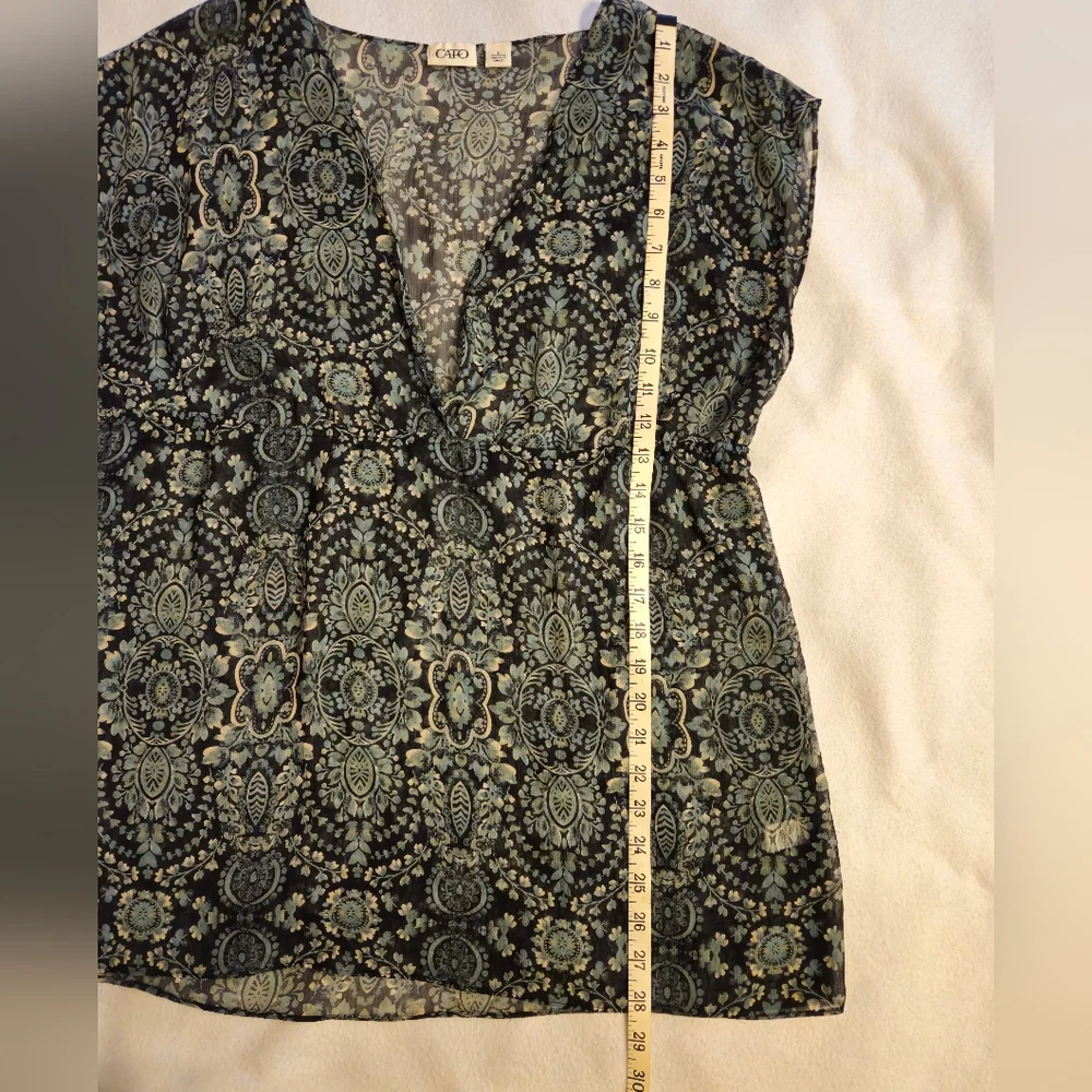 Cato Green And Black Paisley Patterned Blouse - Picture 9 of 9